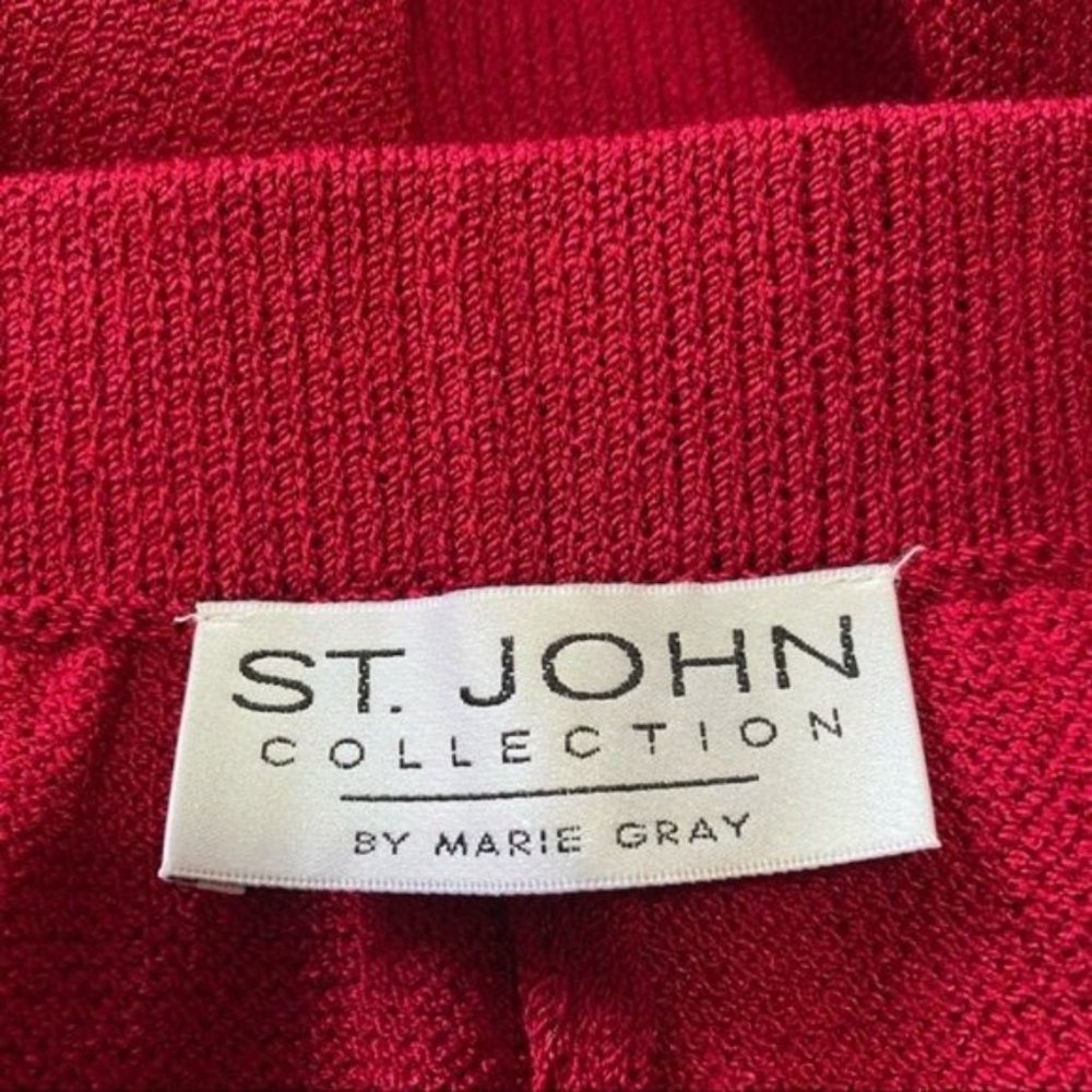 Vintage St. John Collection Santana Knit Red Pleated Pants Women’s Size 6 - Picture 8 of 9